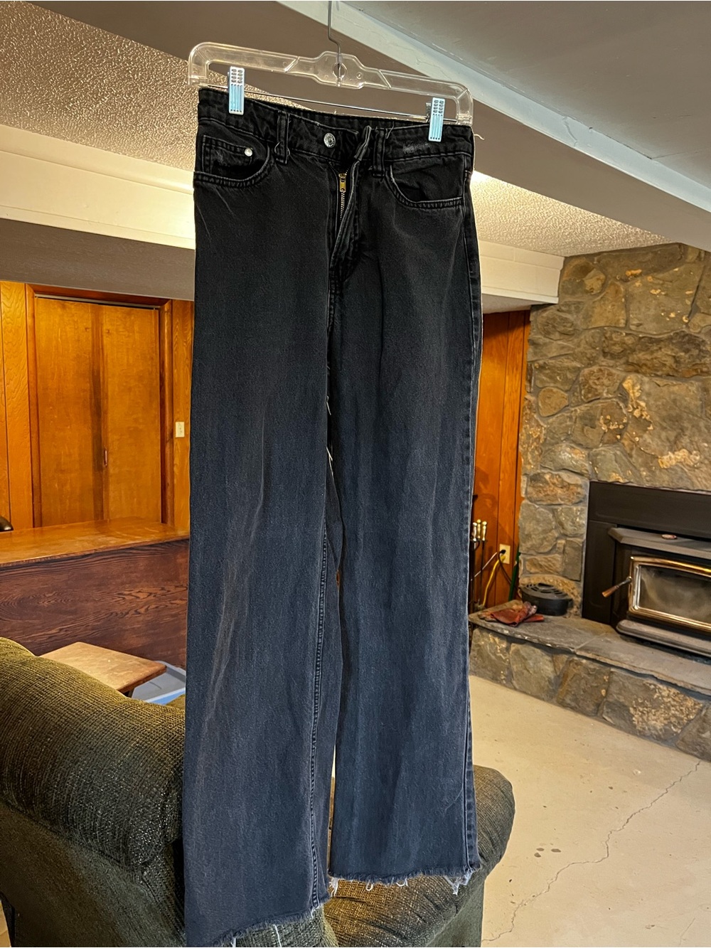 Black High-Rise Wide-Leg Jeans